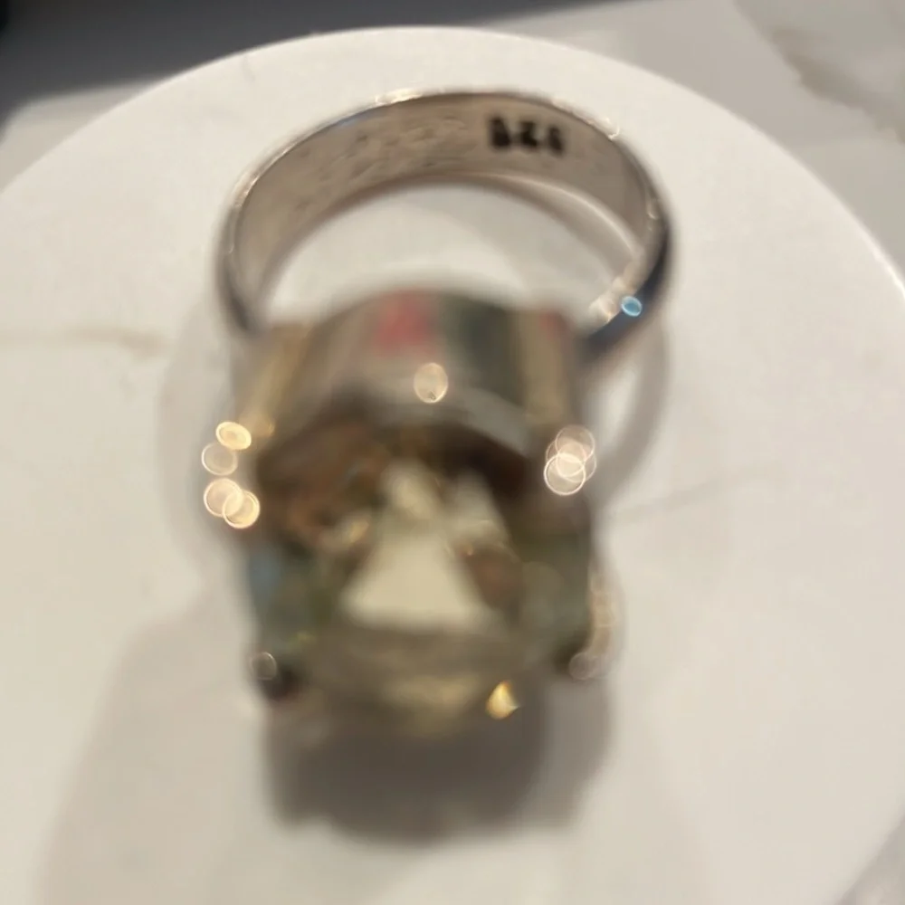 Sterling Silver Ring W A Gorgeous Faceted Topaz, Stunning, Sparkle!11.2 grams